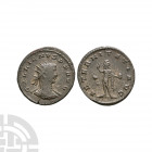 Gallienus - Sol AE Antoninianus. 264 A.D. Antioch mint. Obv: GALLIENVS P F AVG legend with radiate, draped and cuirassed bust right. Rev: AETERNITATI ...