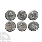 Moneyer AR Denarii Group [3]. 89-44 B.C. Group comprising: L Titurius L f Sabinus (89 B.C.), P Fonteius P f Capito (55 B.C.) and L Amilius Buca (44 B....