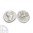 C Vibius C f Pansa - Minerva AR Denarius. 90 B.C. Rome mint. Obv: laureate head of Apollo right with symbol below chin and PANSA behind. Rev: Minerva ...