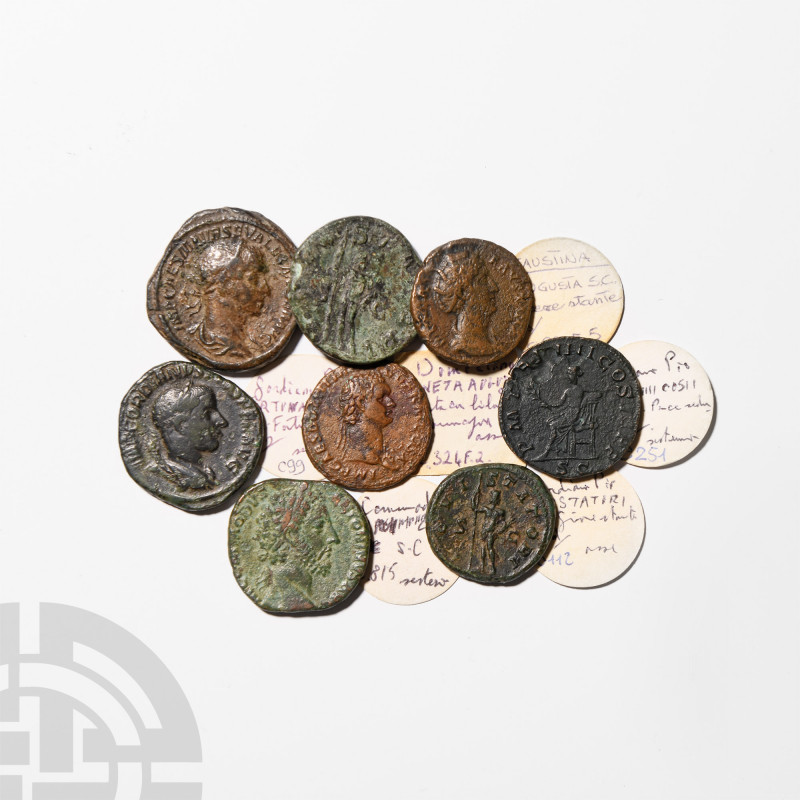Domitian to Gordian III - AE Ases and Sestertii [8]. 1st-3rd century A.D. Group ...