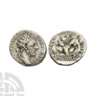 Marcus Aurelius - Military Arms AR Denarius. 177 A.D. Rome mint. Obv: M ANTONINVS AVG GERM SARM legend with laureate bust right. Rev: TR P XXXI IMP VI...