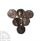 Vespasian to Hadrian - AR Denarii [6]. 69-138 A.D. Group comprising denarii of: Vespasian; Domitian (2); Nerva; Hadrian and an uncertain type. 15.51 g...