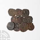 Mixed AE Folles [10]. 6th century A.D. and later. Group comprising: mixed issues and types. 70 grams total. Old European collection. [10, No Reserve]...
