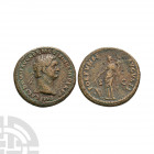 Domitian - Fortuna AE As. 87-88 A.D. Rome mint. Obv: IMP CAES DOMIT AVG GERM COS XIII CENS PER P P legend with laureate bust right. Rev: FORTVNAE AVGV...