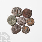 AE Fraction Group [7]. 6th-7th century A.D. Group comprising: mixed small denomination issues and types. 15 grams total. Old European collection. [7, ...