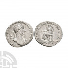 Hadrian - Justitia AR Denarius. 117 A.D. Rome mint. Obv: IMP CAES TRAIAN HADRIANO AVG DIVI TRA legend with laureate bust right. Rev: PARTHIC DIVI NER ...