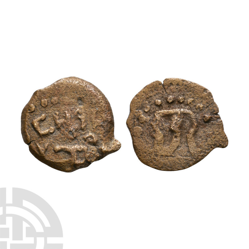 Herod I (the Great) - AE Prutah. 40-4 B.C. Jerusalem mint. Obv: inscription arou...