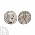 Severus Alexander - Mars AR Denarius. 225 A.D. Rome mint. Obv: IMP C M AVR SEV ALEXAND AVG legend with laureate and draped bust right. Rev: P M TR P V...