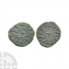Northumbria - Aethelred II / Eardwulf - AE Styca. 843-850 A.D. Second reign. Obv: small cross with +EDILREDREX legend. Rev: small cross with +EARDVVLF...