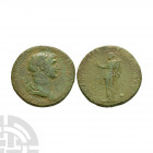 Trajan - Felicitas AE Sestertius. 116 A.D. Rome mint. Obv: IMP CAES NER TRAIANO OPTIMO AVG GER DAC P M TR P COS VI P P legend with laureate and draped...