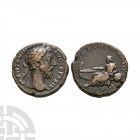 Marcus Aurelius - Tiber AE As. 175 A.D. Rome mint. Obv: M ANTONINVS AVG TR P XXIX legend with laureate bust right. Rev: IMP VII COS III legend with ri...