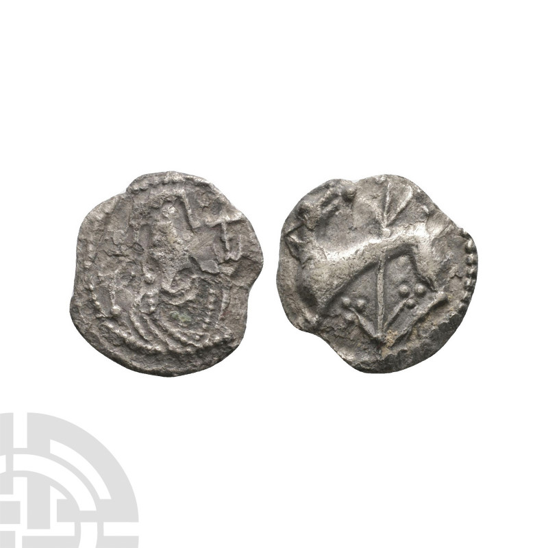 Secondary Phase - Series K, Type 42 - Hound AR Sceatta. 710-760 A.D. Variety C. ...