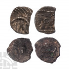 Continental Issues - Series E and X - AR Sceattas [2]. 695-640 A.D. Group comprising: series E and series X types. 0.64, 0.45 grams. Found whilst sear...