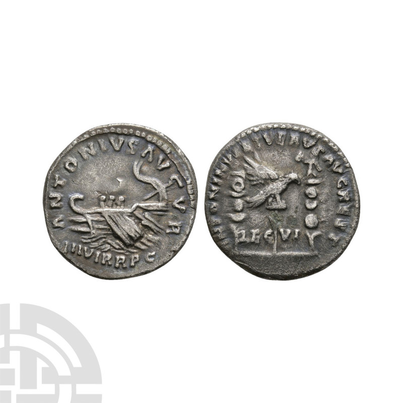 Marcus Aurelius with Lucius Verus - Legion VI Restoration AR Denarius. 168-169 A...