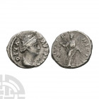 Faustina I - Juno AR Denarius. After 147 A.D. Wife of Antoninus Pius, Rome mint. Obv: DIVA FAVSTINA legend with draped bust right. Rev: AETERNITAS leg...