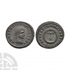 Constantine II - Wreath Bronze. 320 A.D. Siscia mint. Obv: CONSTANTINVS IVN NOB C legend with laureate bust right. Rev: CAESARVM NOSTRORVM legend with...