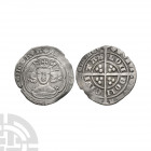 Edward III - London - Pre Treaty Groat. 1354-1355 A.D. Series E. Obv: facing bust within tressure with +EDWARD D G REX ANGL Z FRANC D HYB legend. Rev:...