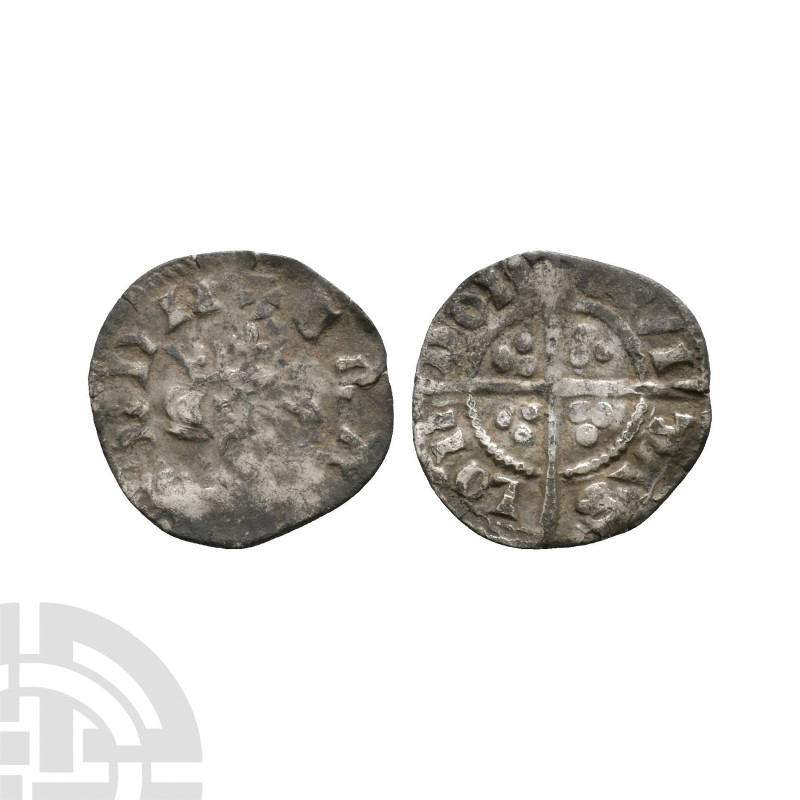 Edward I - London - Long Cross Farthing. 1279-1307 A.D. Class 9. Obv: facing bus...
