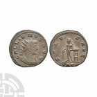 Gallienus - Apollo AE Antoninianus. 265 A.D. Antioch mint. Obv: GALLIENVS AVG legend with radiate draped bust right. Rev: SALVS AVG legend with Apollo...