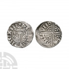 Henry III - London / Nicole - Long Cross Penny. 1248-1250 A.D. Class 3a1. Obv: facing bust with HENRICVS REX III legend. Rev: long voided cross and pe...