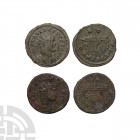 Allectus - Galley AE Quinarii [2]. 294-296 A.D. Colchester mint. Obvs: IMP C ALLECTVS P F AVG or similar legend with radiate and cuirassed bust right....