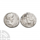 Tiberius - 'Tribute Penny' AR Denarius. After 16 A.D. Lugdunum mint. Obv: TI CAESAR DIVI AVG F AVGVSTVS legend with laureate bust right. Rev: PONTIF M...