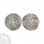 Edward III - London - Pre Treaty Groat. 1351-1352 A.D. Series C. Obv: facing bust within tressure with +EDWARD D G REX ANGL Z FRANC D HYB legend. Rev:...