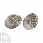 Henry IV - London - Long Cross Halfpenny. 1412-1413 A.D. Light coinage, type 4. Obv: facing bust with HENRIC REX ANGLIE legend. Rev: long cross and pe...