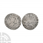 Edward III - York - Pre Treaty Halfgroat. 1354-1355 A.D. Pre Treaty, series E. Obv: facing bust within tressure with EDWARDVS REX ANGL F FRACI legend....