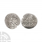 Henry VI - London - Cross Pellet Halfpenny. 1454-1461 A.D. Cross Pellet issue. Obv: facing bust with saltires at neck and HENRICVS REX A legend. Rev: ...