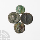 Trajan and Later - AE Sestertii and Dupondius [4]. 2nd century A.D. Group comprising: mixed issues, sestertii (3) and dupondius. 75.27 grams total. Fo...