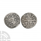 Edward I - London - Long Cross Penny. 1279 A.D. Class 1d. Obv: facing bust with +EDW R ANGL DNS HYB legend. Rev: long cross and pellets dividing CIVI ...