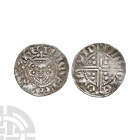 Henry III - London / Nicole - Long Cross Penny. 1251-1272 A.D. Class 5b2. Obv: facing bust with HENRICVS REX III legend. Rev: long voided cross and pe...