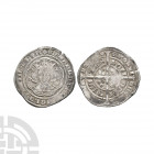 Edward III - London - Pre Treaty Groat. 1354-1355 A.D. Pre Treaty, Series E. Obv: facing bust within tressure with +EDWARD D G REX ANGL Z FRANC D HYB ...