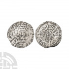 Henry VII - York / Archbishop Savage - Facing Bust Halfgroat. 1504-1509 A.D. Obv: facing bust with key each side within tressure with HENRIC DI GRA RE...
