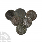 Constantine I Period - Commemorative Bronzes [6]. 4th century A.D. Group comprising: Urbs Roma (3) and Constantinopolis (3); various western mints. 13...