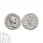 Gordian III - Mars AR Antoninianus. 240 A.D. Rome mint. Obv: IMP CAES M ANT GORDIANVS AVG legend with radiate and draped bust right. Rev: VIRTVS AVG l...