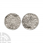 Henry III - London / Henri - Long Cross Penny. 1248-1250 A.D. Class 3b. Obv: facing bust with HENRICVS REX III legend. Rev: voided long cross and pell...