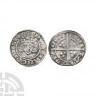 Edward I - London - Long Cross Penny. 1279 A.D. Class 1c. Obv: facing bust with right side crown jewel as separate lozenge and +EDW REX ANGL DNS HYB l...
