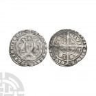 Edward III - London - Pre Treaty Groat. 1356-1361 A.D. Series Gg. Obv: facing bust within tressure with +EDWARD D G REX ANGL Z FRANC D HYB legend. Rev...