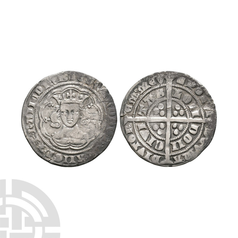 Edward III - London - Pre Treaty Groat. 1352-1353 A.D. Pre Treaty, Series D. Obv...