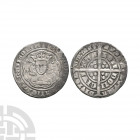 Edward III - London - Pre Treaty Groat. 1352-1353 A.D. Pre Treaty, Series D. Obv: facing bust within tressure with +EDWARD D G REX ANGL Z FRANC D HYB ...