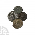 Carausius and Later - Base Antoninianii and Late Bronzes [4]. 3rd-4th century A.D. Group comprising: antoninianii (2; Carausius and another); late bro...