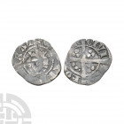 Edward III - London - Florin Halfpenny. 1344-1351 A.D. Third (Florin) coinage. Obv: facing bust with pellet each side of crown and EDWARDVS REX AN leg...