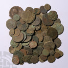 Uncleaned Bronzes Group [100]. 2nd-4th century A.D. Group comprising: mixed types. 310 grams total. Ian Wilkinson collection, Nottinghamshire, UK, for...