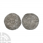 Henry VI - Calais - Rosette Mascle Groat. 1430-1431 A.D. Rosette mascle issue. Obv: facing bust within tressure with HENRIC DI GRA REX ANGL Z FRANC le...