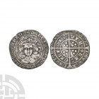 Henry VI - Calais - Rosette Mascle Groat. 1430-1431 A.D. Rosette Mascle issue. Obv: facing bust within tressure with +HENRIC DI GRA REX[mascle]ANGL Z ...