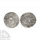 Henry III - Canterbury / Ioan - Mint Error Short Cross Penny. 1217-1222 A.D. Class 7a. Obv: facing bust with HENRICVS REX legend. Rev: short voided cr...