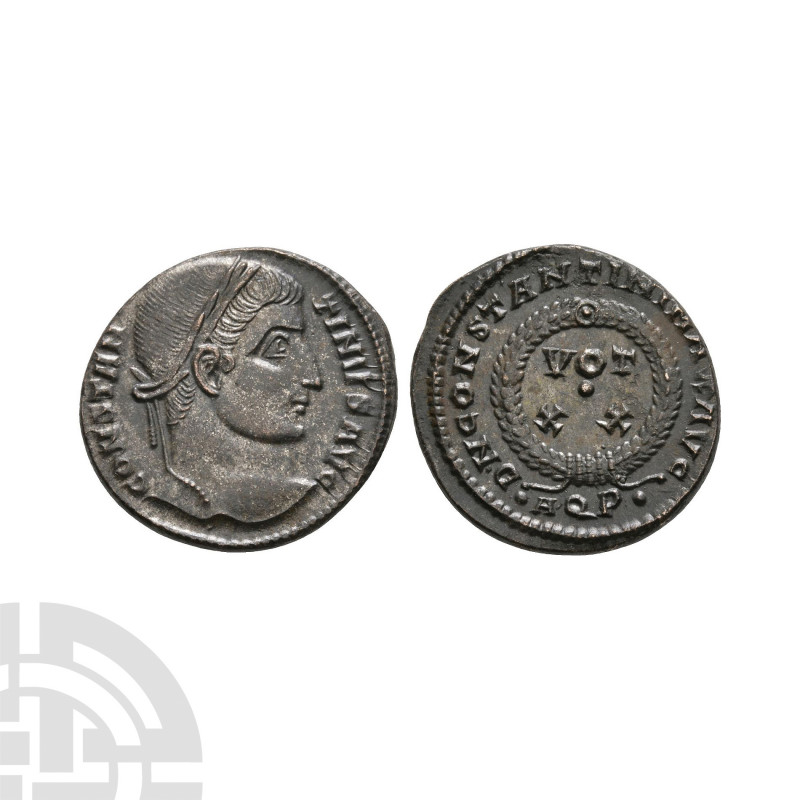 Constantine I (the Great) - Wreath Bronze. 321 A.D. Aquileia mint. Obv: CONSTANT...
