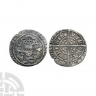Henry VI - Calais - Rosette Mascle Halfgroat. 1427-1430 A.D. Rosette mascle issue. Obv: facing bust within tressure with HENRIC D G REX[mascle]ANGL Z ...